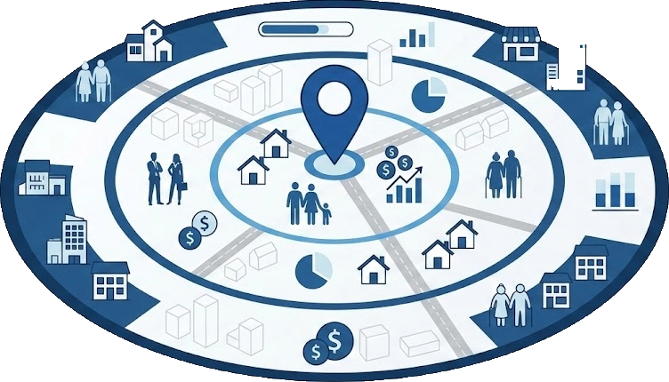 1 3 5 Demographic Radius Report for City & Town Planning